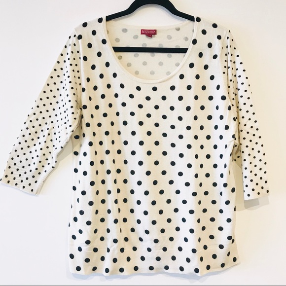 Merona Ivory/Black Polka Dot Sweater - Picture 2 of 5